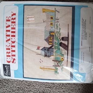 Vintage Sea Scape kit. Canvas, thread and instructions